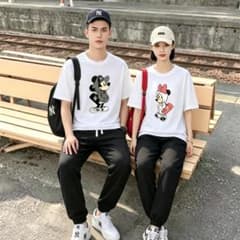 一度も使用していない ミッキー＆ミニー プリント 半袖 T シャツ BX128のサムネイル