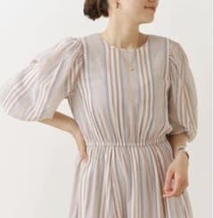 Cotton Voile Stripe Volume Sleeve Dressのサムネイル