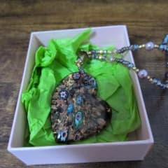 ベネチアンガラス風 ハートネックレス ゴールド 金箔のサムネイル