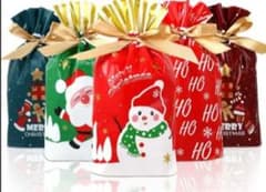 クリスマスラッピング巾着バッグ　100枚セットのサムネイル