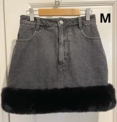 美品 Darich ポイントファーデニムミニスカート M