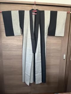 夏着物 浴衣 モノトーン バイカラー 綿麻ちぢみ 未使用品 残布あり