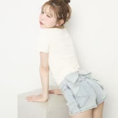 バックリボンショートパンツ ショートデニムパンツのサムネイル