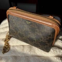 CELINE チェーンクラッチ トリオンフキャンバス&ラムスキン - メルカリ