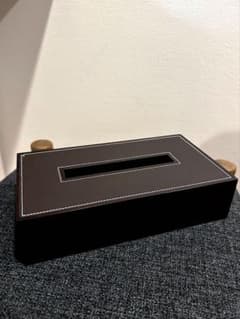 【美品】HERMÈS エルメス ティッシュケース ダークブラウン レザーのサムネイル