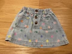 mini Boden ミニボーデン ドットプリントデニムスカート2-3Y