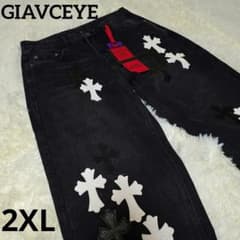 新品タグ付き】GIAVCEYE クロスワッペン パッチワーク デニム 2XL 