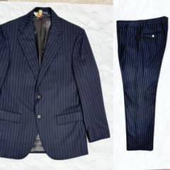イタリア製カルーゾCARUSOメンズ秋冬ストライプスーツ#48ネイビー