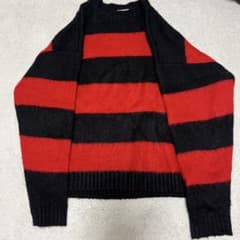 ボーダー ニット セーター ブラック×レッドのサムネイル