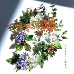ルビーレッド大きなボタニカルリース　ワイヤークラフト　ディップアート　アート 春 ボタニカルリース ワイヤークラフト ディップアート インテリア