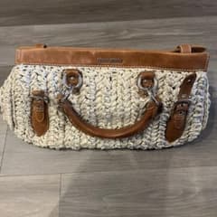 miu miu かごバッグ ストロー レザー ベージュ ブラウンのサムネイル