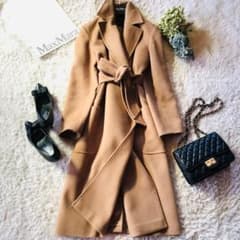 現行✨着用1回 マックスマーラ ベルテッドコート カシミヤ100