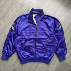 90's asics RECORDER レトロ ナイロンジャケット パープルのサムネイル