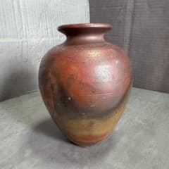 【備前焼】清水千代市 作 丹波花瓶 共箱付き 信楽焼風 花器 一点物 備前焼】清水千代市 作 丹波花瓶 共箱付き 信楽焼風 花器 一点物