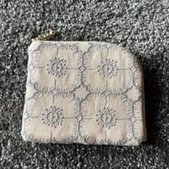 ミナペルホネン アネモネ ピンクベージュ×グレー ミニ財布 コイン