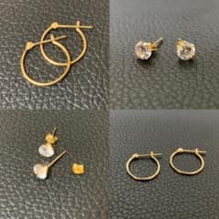k18 フープピアス　ジルコニアピアス　セット　両耳　イヤリングのサムネイル