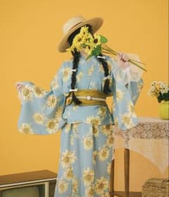 kutir クティールとレトロ　ひまわり柄 2way 浴衣 帯セット Fサイズ m38997933853_1.jpg?1781030583