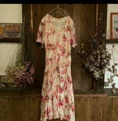 ＊vintage＊india・総レースRose柄ロングワンピースのサムネイル