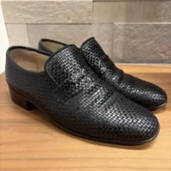 メンズ 編み込みレザー ローファー ブラックのサムネイル