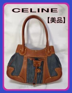 【美品】❥CELINE❥ セリーヌ マカダム デニム ショルダーバッグ レザーのサムネイル