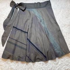 美品 タマキニイメ 巻きスカート ウエストリボン紐付き まきまき コットン 美品 タマキニイメ 巻きスカート ウエストリボン紐付き まきまき