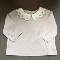 スカラップカラー ハート刺繍 Tシャツ 60-70