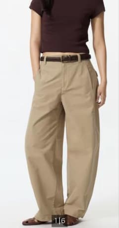 【新品・タグ付き】UNIQLO ジャージーバレルレッグパンツBEIGE / XSのサムネイル