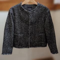 ユニクロ ツイードジャケット 千鳥格子 白黒 Sサイズ パーティー 入学式