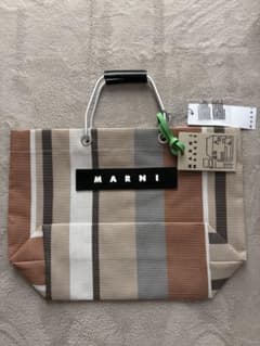 MARNI MARKET トートバッグ ベージュ系ストライプ - メルカリ