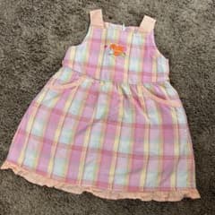 送料無料】ファミリアfamiliar チェックノースリーブワンピース 80cm