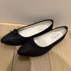 W closet ブラック グリッター バレエシューズのサムネイル