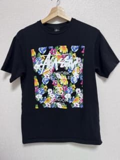 STUSSY Tシャツ ブラック フローラルロゴ サイズMのサムネイル