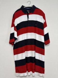 Tommy Hilfiger ストライプ ポロシャツ 半袖 赤/白/黒のサムネイル