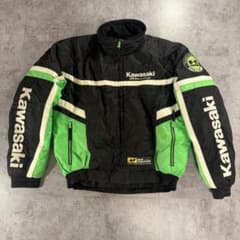 【POPO様】Kawasaki バイクジャケット ブラック/グリーンのサムネイル