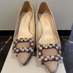 FABIO RUSCONI ベージュスエード パンプス 24cm - メルカリ