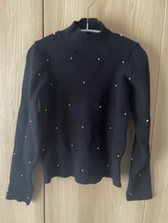 パールハイネックリブニットプルオーバー　※XSサイズくらい
