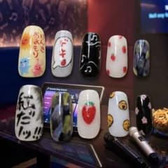 【現品限り】カラオケ！風　ハンドメイド　ネイルチップ 10本セットのサムネイル