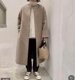 20aw Beauty & Youth ビーバー ノーカラー ロング コート M - メルカリ