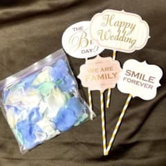 フォトプロップス 4本 ＆ フラワーシャワー　フラワーペタルセット　ウェディングのサムネイル