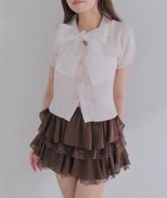 OLIVE des OLIVE ボウタイシャツレイヤード風ニット ピンク Fのサムネイル
