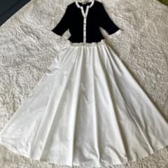 美品】ジャスグリッティ スキッパーニット ドッキングワンピース M 紺