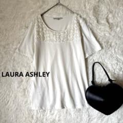 LAURA ASHLEY フラワーレース 半袖Tシャツ カットソー 白のサムネイル