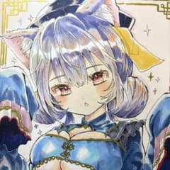 一点物 手描き】原画 猫耳女の子 コピックイラスト A5 オリジナル