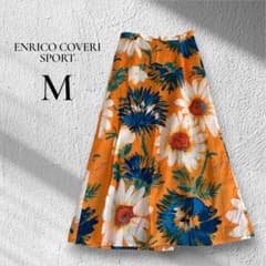 エンリココベリ 巻きスカート ひまわり 花柄 ラップスカート オレンジ
