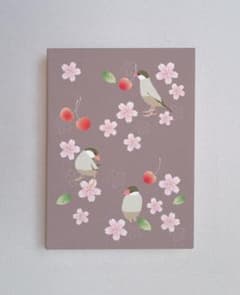 アートキャンバス　桜　シナモン文鳥のサムネイル