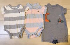 GAP ストライプロンパース3点セット 6-12ヶ月のサムネイル