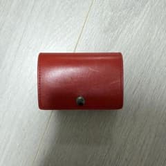レッド レザー 三つ折り財布 コンパクトのサムネイル