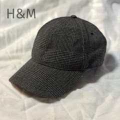 H&M 56-62 ウールブレンドグレンチェック柄 キャップ 帽子