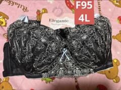 【新品・未使用】Elegante F95☆&ショーツ4L＊黒い花柄レースのサムネイル