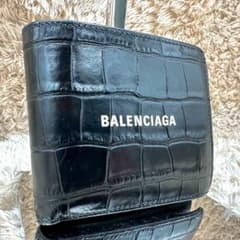 【極美品✨】バレンシアガ マネークリップ 折り財布 エブリデイ クロコ ブラック 美品】バレンシアガ 二つ折り財布 ブラック クロコ エブリデイ ユニ